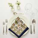 Hand Block Cloth Napkins Set Of 6  Elegant Cotton Napkins For Dinner, Weddings, Reusable Everyday Use  Decorative Floral Napkins Everyday For Kitchen & Home Decor (6, Procession Block, 20X20 Inches)