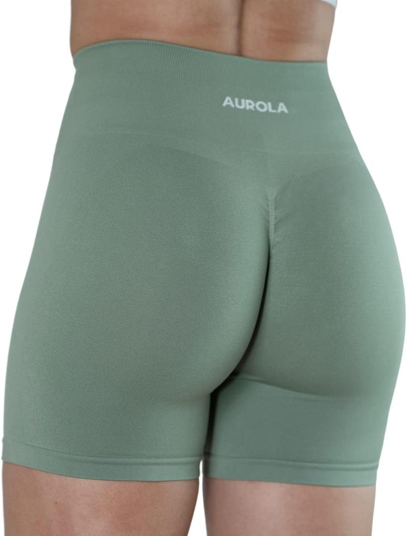AUROLA Intensify Workout Shorts for Women Seamless Scrunch Short Gym Yoga Running Sport Active Exercise Fitness Shorts (Medium, Iceberg Green)