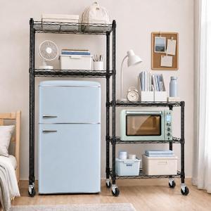 Threehoney Mini Fridge Shelf Stand with Metal Storage 3 Shelf Add on, Black