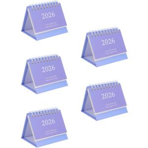 Tofficu 2026 Mini Desk Calendar 5-Pack Small Standing Flip Monthly Planner 3.66X2.95X12.79In Compact Desktop Organizer with Thick Paper for Home and Office