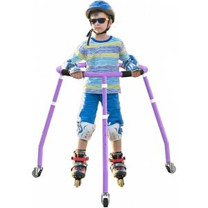 GanFindX Skater Aid for Kids Roller Skating, Roller Skate Trainer for Kids Toddler Adjustable Height Outdoor Training Walker (Purple)