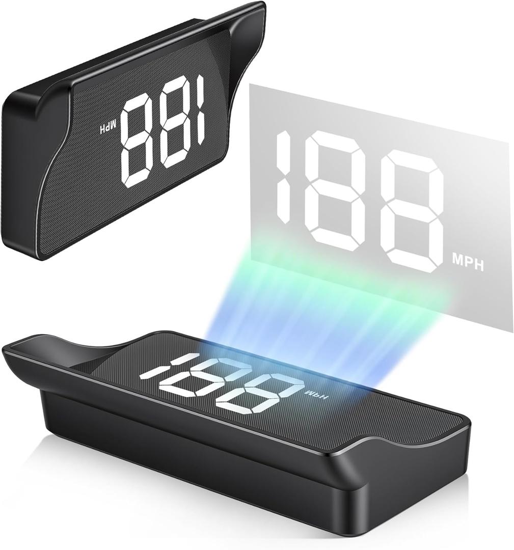SINGARO Heads up Display for Cars, USB Plug Digital GPS HUD Speedometer with HD Large Font, Universal Mile HUD Head up Speed Displays, Car Interior Accessories for Women and Man(White)