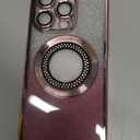 Misscase for iPhone 14 Pro Magnetic Glitter Case Compatible with MagSafe,Full Protection Slim Shockproof Anti-Scratch Case with Camera Lens Protector Logo View Dust-Proof Net for Women Pink