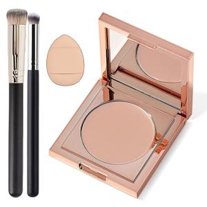 Colored Clay CC Undereye Corrector with Brush - Color Corrector for Dark Circles, Hydrating Under Eye Concealer to Brighten & Conceal for Women & Men (#001 Light-Medium Peach)