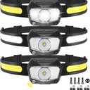 Headlamp Rechargeable 3Pack, 230Wide Beam COB & 60 Super Birght LED Head Lamp with White Red Light, 7Mode Head Lights for Forehead with Motion Sensor, Headlamps for Adults Camping Running Hiking