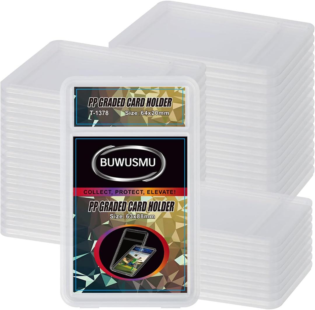 50 pcs 130pt Plastic Graded Card Holders, Card Protectors with Label Position for Trading Cards(2.48 x 3.47 Inch), Slab Baseball Fit for MTG TCG and Sport Cards Storage and Display