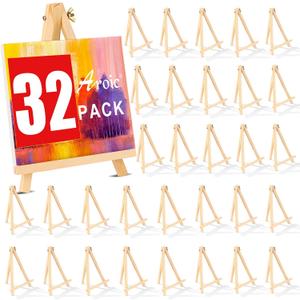 32 Pack 9 Inch Wood Easels, Easel Stand for Painting Canvases, Art, and Crafts, Tripod, Painting Party Easel, Kids Student Tabletop Easels for Painting, Portable Canvas Photo Picture Sign Holder