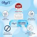 DAFI Flushable Wipes for Adult Wet Wipes, Total 300 Unscented Toilet Wipes Flushable, No Alcohol & 100% Plant Based Fibers, Septic and Sewer Safe Pack of 3