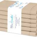 Blue Needles Set of 6 Hemstitch Linen Napkins 100% Cotton Beige Cloth Dinner Napkins 18x18 inches, Soft, Reusable, Absorbent, Washable, Ideal for Christmas Events, Parties & Everyday Use