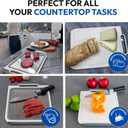 Double Sided Cutting Board - 2-Sided Chopping Boards for Kitchen - Versatile Wheat Straw PP, Stainless Steel Cutting Board for Meat, Fruit, Vegetables - Easy Cleaning Food-Safe BPA-Free - 9.8"x14.5"