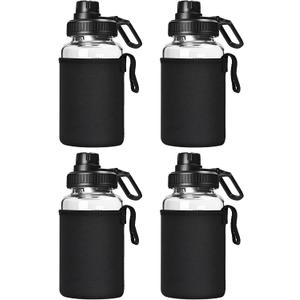Glass Shaker Bottle, 4 Pack 22oz BPA-Free Odorless Shaker Bottle with 304 Stainless Steel Ball and Removable Cleaning Brush for Fitness Protein Mixes