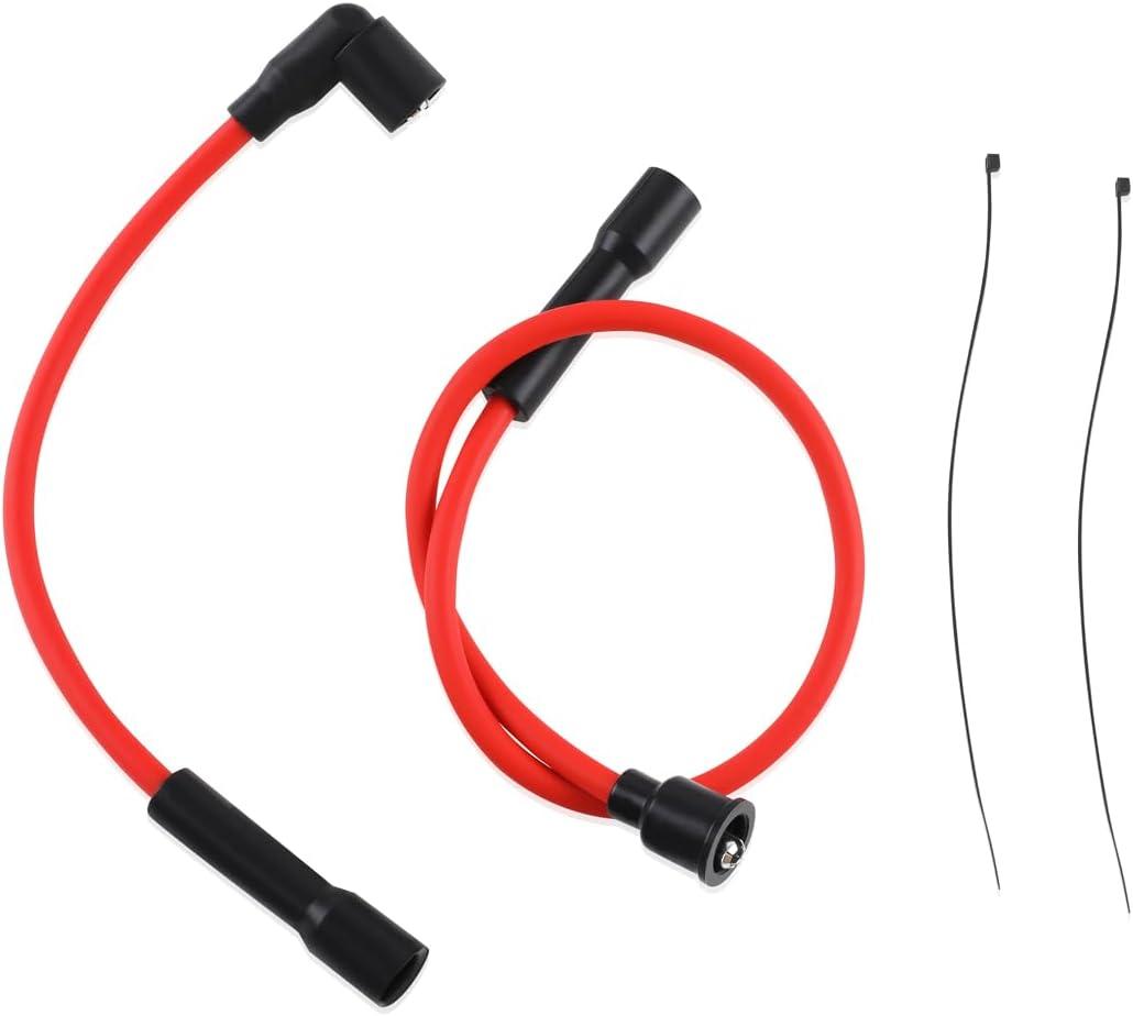 8mm RED Spark Plug Wires(2104-0143) Compatible With Harley Davidson 1986-2003 Sportster 883 1200 / FLT 1980-1998 / XL 1986-2006