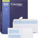 Columbian #9 Security Envelopes, 500/Box, Double Window, 3-7/8" x 8-7/8", Release & Seal Self Seal, SimplySafe Tamper Evident, White (COLO183)