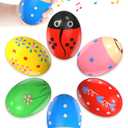 6 Pack Wooden Percussion Musical Shaker Prefilled Easter Eggs with Toys Inside Filled, Toddlers Easter Basket Stuffers Egg Fillers Montessori Toys Gifts for Kids Boys Girls Babies