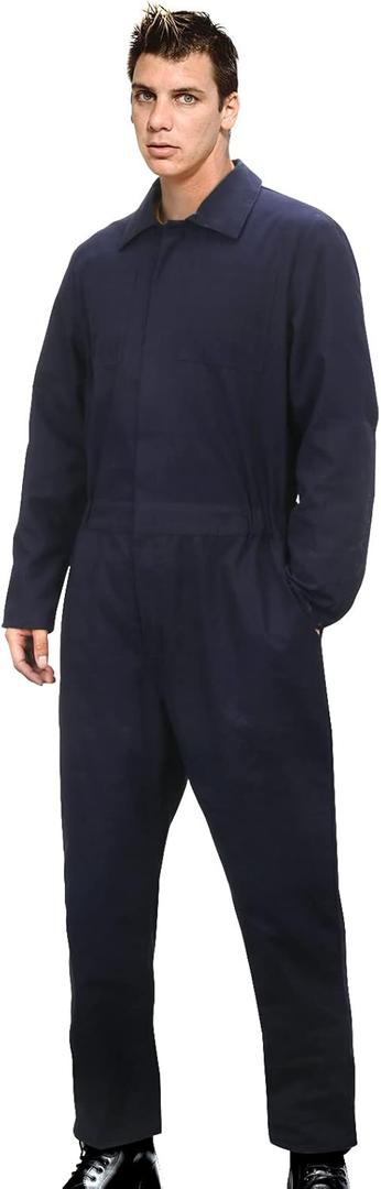 NIHONCOS Mens Halloween Costume Jumpsuit One Piece Bodysuit Outfit Uniform Horrific Cosplay Workwear Party Suit (Medium, Adult Blue)