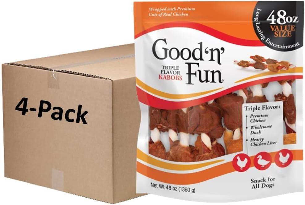 Good'n'Fun Triple Flavored Rawhide Kabobs for Dogs 3 Pound (Pack of 4) (EXP 02/02/28)