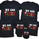 Merry and Bright Shirt Christmas T-Shirts for Family Couple Outfit Tee Christmas Top Parent-Child Short Sleeves (Medium, Black7)