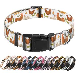 Dog Collar, Cute Dog Collar for Small Medium Large Dogs, Personalized Adjustable Soft Pet Collars with Quick Release Buckle for Walking Running, Cute Boho Chicken Large