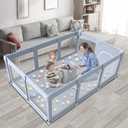 Baby Playpen Baby Playard Large playpen 74 x 50 inch, Playpen for Babies and Toddlers with Gate, Safety Baby Activity Center for Indoor & Outdoor (Grey)