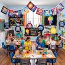 3 x Yinder Vbs Classroom Banner Illumination Lightbulb Style Paper Hanging Decorations Set Christian Jesus Banner Light Bulb Shaped Paper Hanging for Vacation Bible School and Sunday School Church Decor