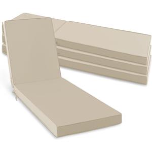 Summsun Chaise Lounge Cushions Outdoor Set of 4 - Waterproof and Fade Resistant Sun Lounger Replacement Cushion - Patio Lounger Pads with Removable Cover for Pool, Deck, Lawn, 72 x 21 x 3 Inch, Cream