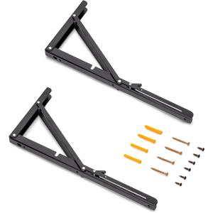 7019114, Black Supports, 403mm, Set of 2 Folding Shelf Brackets, max. Load 60kg, Painted, Steel, 400mm