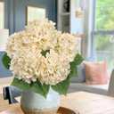 Hollyone Beige Hydrangea Artificial Flowers Large Artificial Hydrangeas Silk Flowers for Home Decor Indoor Wedding Flowers Bouquets Faux Flowers Kitchen Centerpiece Table Decorations