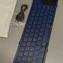 Nillkin Upgraded Foldable Bluetooth Keyboard with Touchpad & Number Pad, Portable Wireless Keyboard for Travel, Pocket-Sized, Full Size Keys, Support 3 Devices for iPad Laptop Tablets Phone, Blue