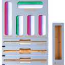 Calmbee 9 in 1 Bamboo Storage Bag Organizer for Kitchen Drawer  Plastic Wrap Dispenser with Cutter & Foil Organizer, Wooden Baggie Organizer for Sandwich, Snack, Gallon, Quart Sizes, Grey