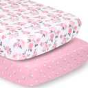 The Peanutshell 2-Pack Fitted Crib Sheet Set - Super Soft & Breathable Baby Girl Crib Sheets, Nursery Decor, Fit for Standard Mattress Cover- Pink Roses