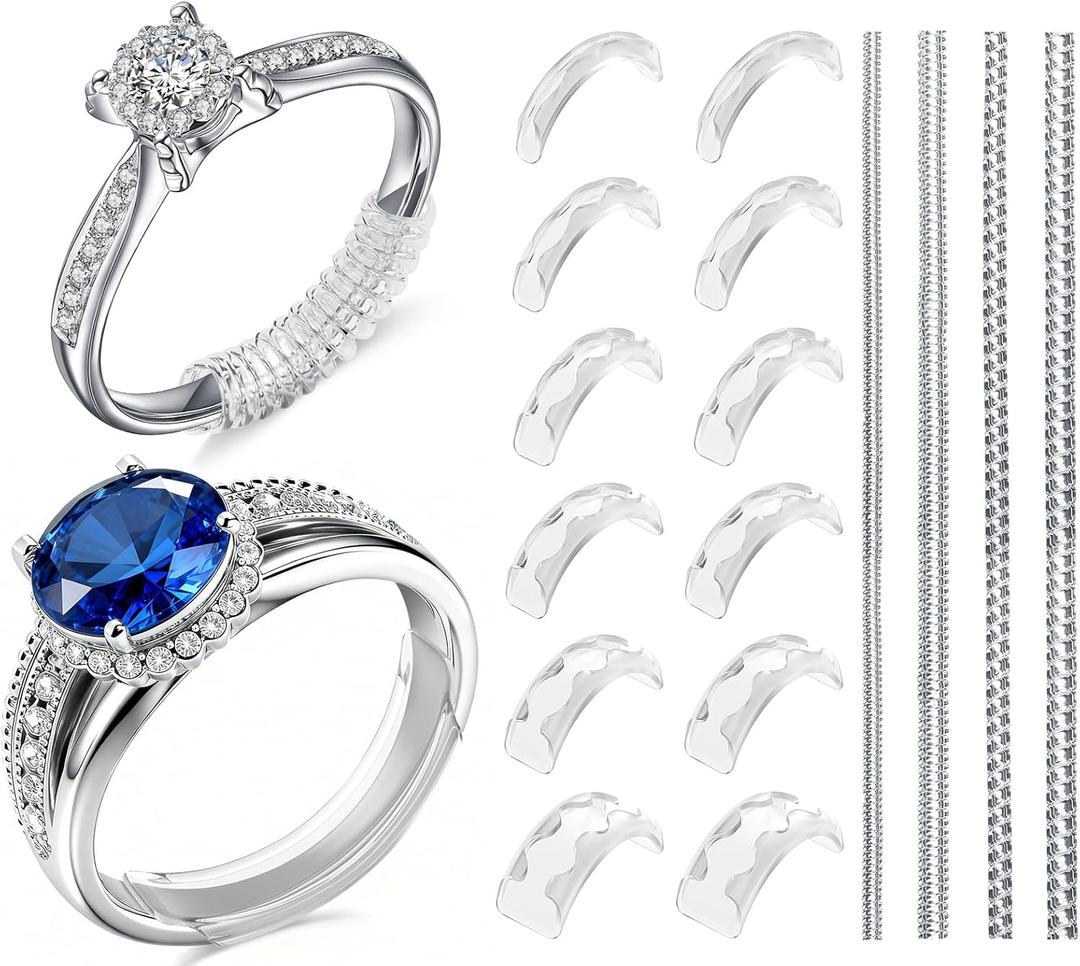 Ramalto Ring Sizers for Loose Rings  16 Pack Invisible Ring Size Adjusters with Insert & Spiral Guards, Reduce Size by 0.51 & Stop Spinning, Fits Bands 1-8mm, Unisex Tighteners No Resizing Needed (Clear)