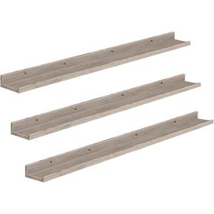 HOOBRO Floating Shelves, Wall Shelf Set of 3, 47.2 Inches Hanging Shelf with Raised Edge and Invisible Brackets, for Bathroom, Bedroom, Kitchen, Office, Living Room Decor, Greige BG92BJ01