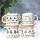 Homlouue Christmas Mugs Set of 4, Merry Christmas Mugs, Holiday Mug, Holiday Coffee Mugs, Xmas Gifts for Friends Family Coworker, 14 Oz