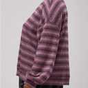 MakeMeChic Women's Winter Plus Size Striped Sweater Long Sleeve Crew Neck Knitted Pullovers, Size 4XL