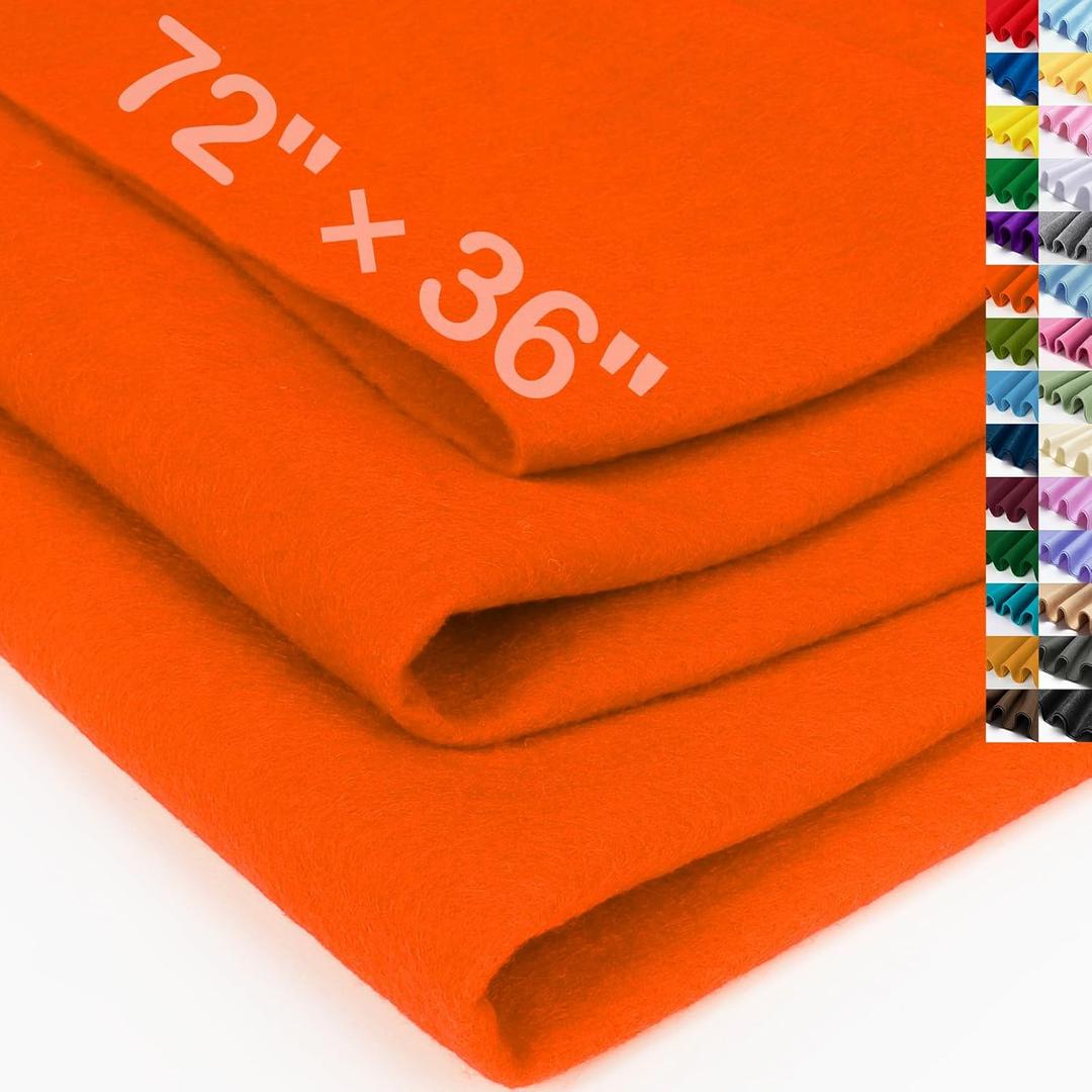 XSEINO Orange Large Felt Fabric 72" X 36 "(2 Square Yards), 1.4 mm Thick Soft Felt Fabric Sheet for Crafts, Orange Series Colors Soft Nonwoven Fabric, Fit for Decoration, Sewing, DIY Crafts