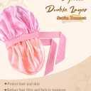 4PCS Satin Bonnet Double Layer Silk Sleep Cap for Sleeping Hair Bonnets with Elastic Tie Band for Curly Natural Hair