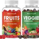 Fruits and Veggies Superfood Gummies Supplement - Fruits and Vegetables Gummy - Nature Vitamins Nutritional Balance, Vegan, Non-GMO, Gluten-Free - (Total 120 Gummies - Pack of 2) Made in USA