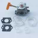 KIPA Carburetor For Homelite 308054041 UT-09520 UT-09521 UT-09523 UT-09525 26cc Blowers with Fuel Lines Primer Bulbs Mounting Gaskets