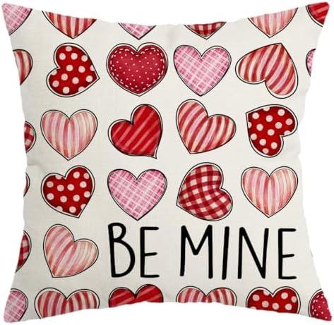 AACORS Valentines Day Pillow Cover 18X18 Inch Colorful Heart Be Mine Decoration Holiday Home Decorative Cushion Case for Sofa Couch Decor AA325-18