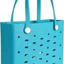 Medium Rubber Beach Bag for Men & Women, Large Capacity Rubber Travel Tote Bag for the Beach Boat Pool (NEW-Lake Blue)