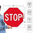 3 x GicnKeuz Stop Signs Traffic Signs 18 x 18 Inches, High Intensity - Engineer Grade Reflective Aluminum Sheeting, Rust Free Metal Stop Sign Street Road Sign, Weather Resistant, Waterproof, Fade Resistant, 2 Pre-drilled Holes (2-PACK)