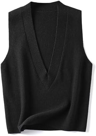 Wowcarbazole Women's Sweater Vest V Neck Pullover Knitwear Tank Top Trendy Sleeveless Sweater Fall 2025 L