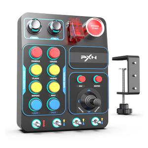 PXN CB1 Multi-function Racing Button Box PC USB Simulation Racing Instrument Center Control Button Box - Compatible with PC/ V9 GEN2, 30 Programmable Buttons, Adjustable RGB Lighting, For Truck ETS2 Hub Sim racing