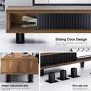Fenge Dual Monitor Stand, 42.5inch Long Monitor Stands Riser for 2 Monitors, Sliding Door with Storage Organizer Stand for Desk, 2 Tier Desk Shelf for Laptop, Pc, Printer, Computer, TV