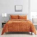 Queen Quilt Bedding Set - Luxury Velvet Summer Quilt Full/Queen- Terracotta Distressed Bedspreads Queen Size - All Season Bedding Coverlets with 2 Pillow Shams (90x92 Inches)