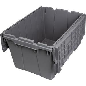 pack of 1 Akro-Mils 39120 Industrial Plastic Storage Tote with Hinged Attached Lid, (21-Inch L by 15-Inch W by 12-Inch H), Gray, 