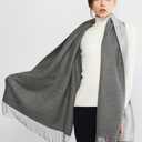 RIIQIICHY Pashmina Shawls and Wraps for Evening Dresses Scarfs for Women Fall Winter Travel Blanket Scarf Large Warm Scarves (Gray, L)