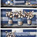 HOMEOART Bathroom Signs Farmhouse Bathroom Wall Decor Pictures Canvas Wall Art for Bath Room Decor Framed 6x12inchx3Pieces (Blue)
