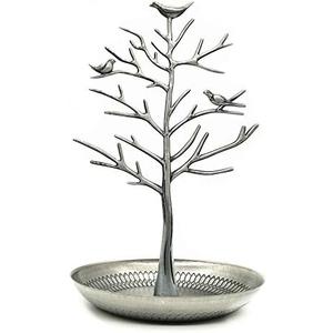 Colorsheng Little Birds Tree Jewelry Earring Necklace Display Stand Jewelrys Storage Towers (Ancient silver)