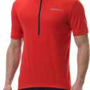 Spotti Men's Cycling Bike Jersey Short Sleeve with 3 Rear Pockets- Moisture Wicking, Breathable, Quick Dry Biking Shirt (Red, S)